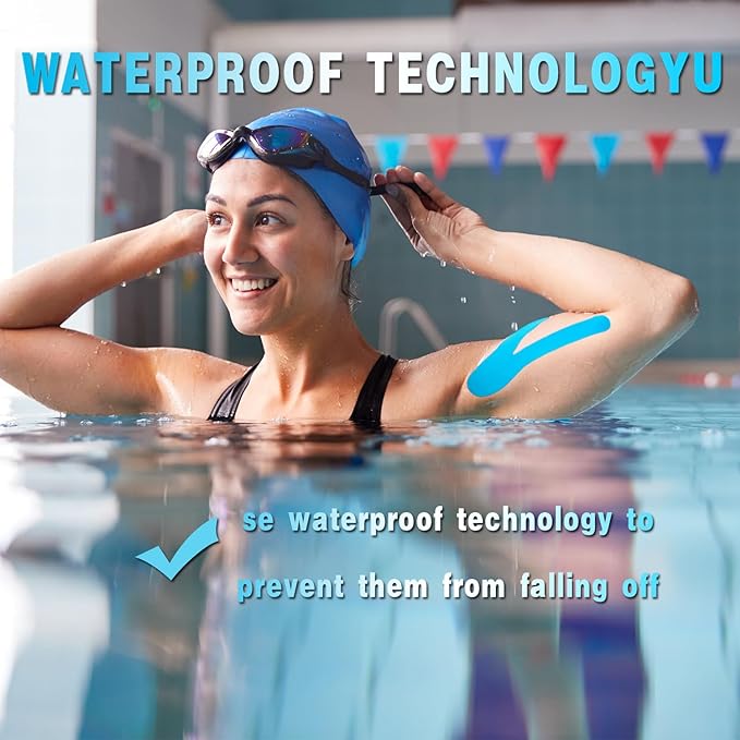 Waterproof Kinesiology Tape -80 Precut Strips|Joints Support & Muscle Pain Relief,Cotton Elastic Tape Perfect for Any Activity (Mix-8, 80PCS)