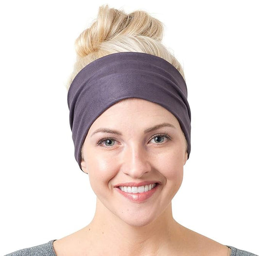 RiptGear Stretch Sport Headband for Women (Solid Gray) — Made of Non-Slip Sweat Wicking Fabric — Great for Yoga, Running or The Gym — Soft Headband That Fits Most Head Sizes — (1-Pack)