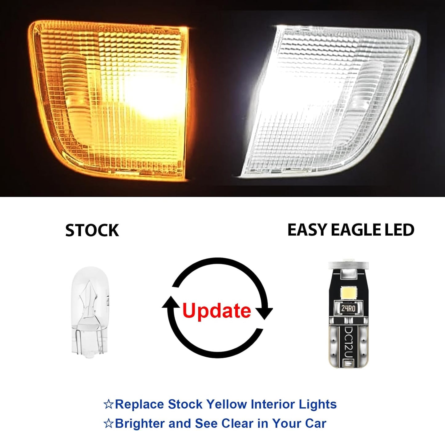 EASY EAGLE LED Interior Car Lights for Toyota-Prius-2010-2015: 10 Piece Kit White LED Light Bulbs - Super Bright 6000K + Install Tool