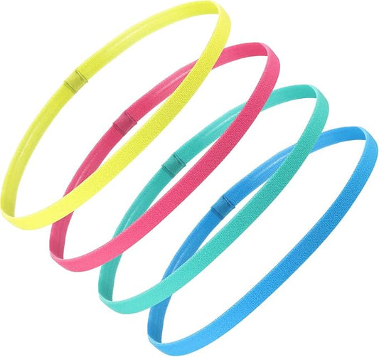 Sumind 4 Pieces Thick Non-Slip Elastic Sport Men Thin Headbands Football Hair Headbands for Women