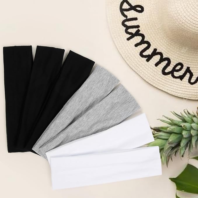 Tobeffect Headbands for Women Non Slip Trendy Womens Headbands 7PCS Elastic Hair Bands for Women's Hair Black Gray White Headbnd