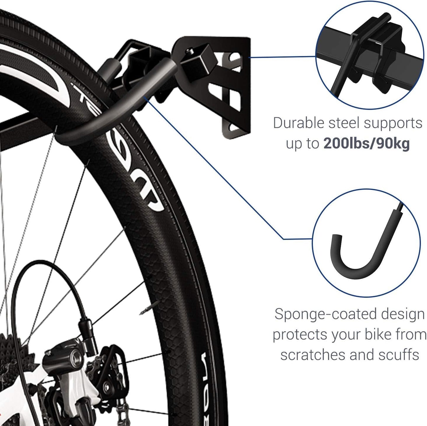 FLEXIMOUNTS 4 Bike Storage Rack, Heavy Duty Wall Mount Hanger for Home & Garage, Holds Up to 200lbs