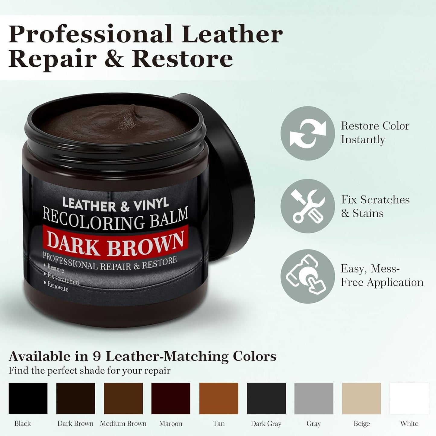 Leather Color Restorer, Leather Recoloring Balm, Scratch Remover, Leather Dye, Leather Paint with Leather Conditioner, Leather Repair Kit for Furniture Couches Car Seats Shoes, White