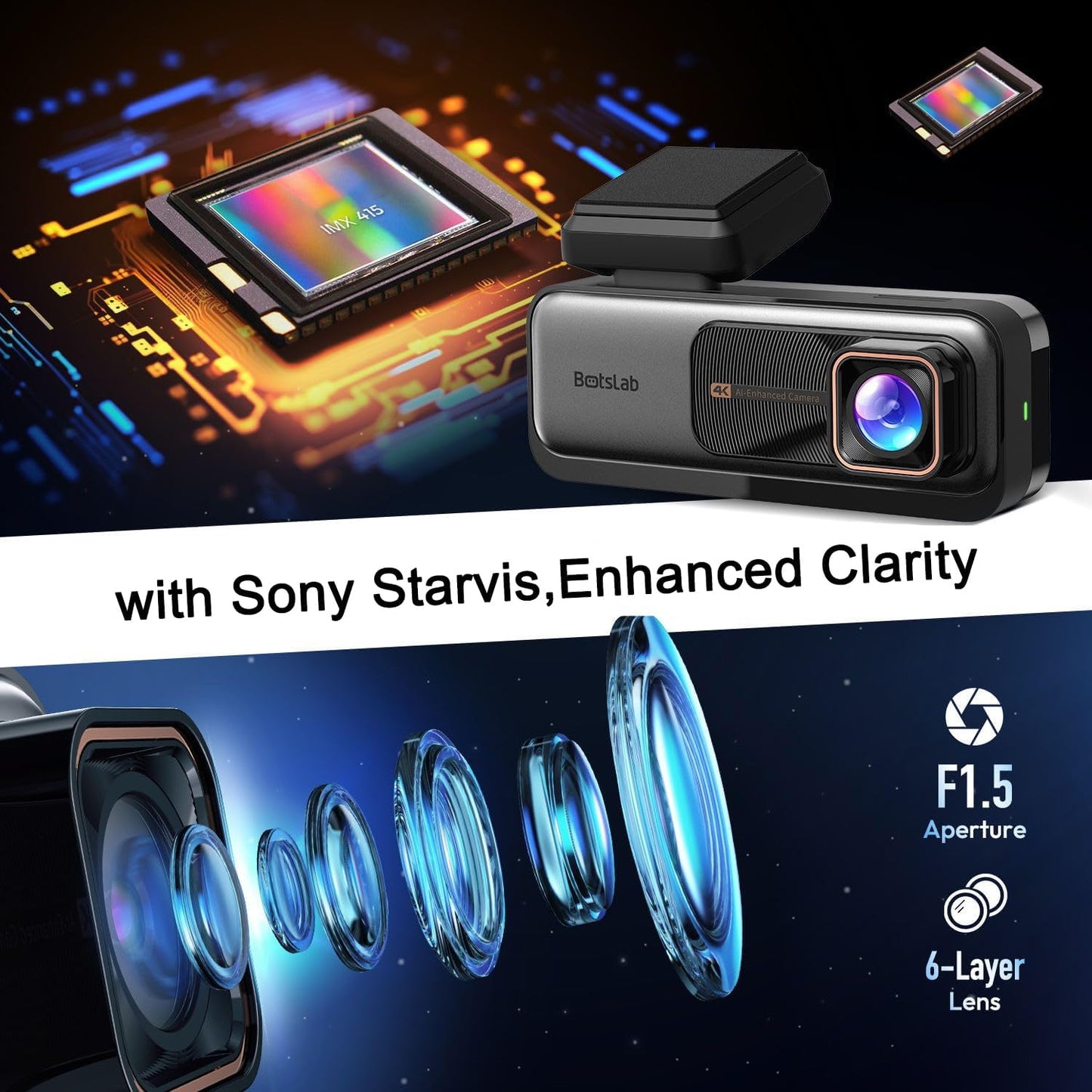 4k Dash Cam Front and Rear, 24/7 Parking Monitor with Hardwired Kit, 170° Ultra Wide Dashcam, ADAS, IMX415 Sensor, Night Vision, WDR, Loop Recording, 5G/2.4G WiFi & GPS, Free 64GB Card