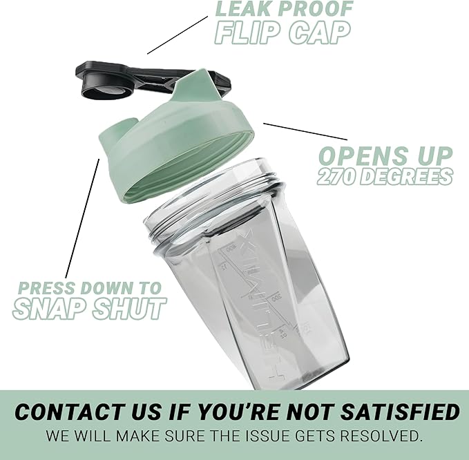 HELIMIX 1.5 Vortex Blender Shaker Bottle Holds Upto 20oz | No Blending Ball or Whisk | USA Made | Portable Pre Workout Whey Protein Drink Shaker Cup | Mixes Cocktails Smoothies Shakes | Top Rack Safe