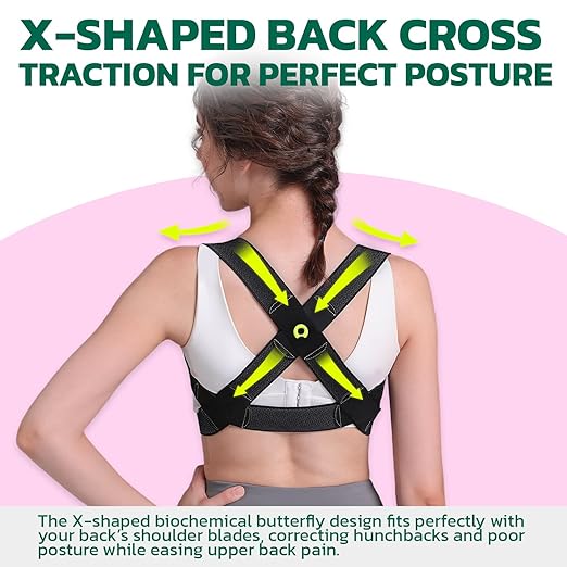 Posture Corrector for Women with X-Shaped Biomechanical Design, Comfort Fit Back Brace, Improves Posture, Corrects Hunchback, Relieves Neck, Shoulder, Upper Back Pain, Invisible Under Clothes 2XL