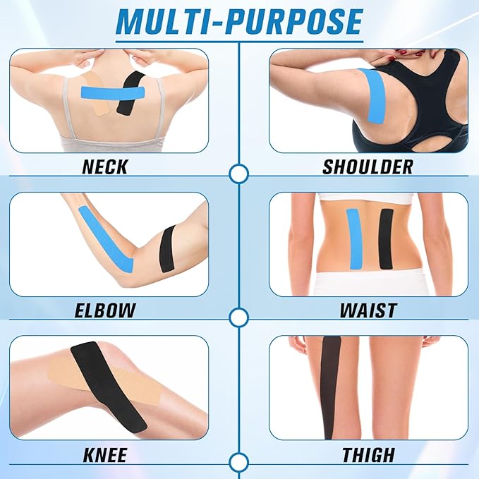 Waterproof Breathable Athletic Elastic Sports & Weightlifting Tape, Injury Recovery-Muscle Strain Relief & Joint Support(3 Colors Mixed) (I-Shaped)