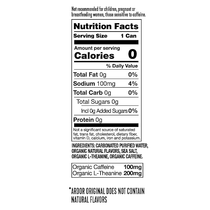 ARDOR ENERGY Sparkling Water with 100mg Natural Caffeine & 200mg L-Theanine from Organic Green Tea for Smooth Energy & Focus | Healthy Energy Drink | No Sugar, Zero Calories, Vegan, Gluten-Free | Blueberry Pom (Pack of 12, 12oz cans)