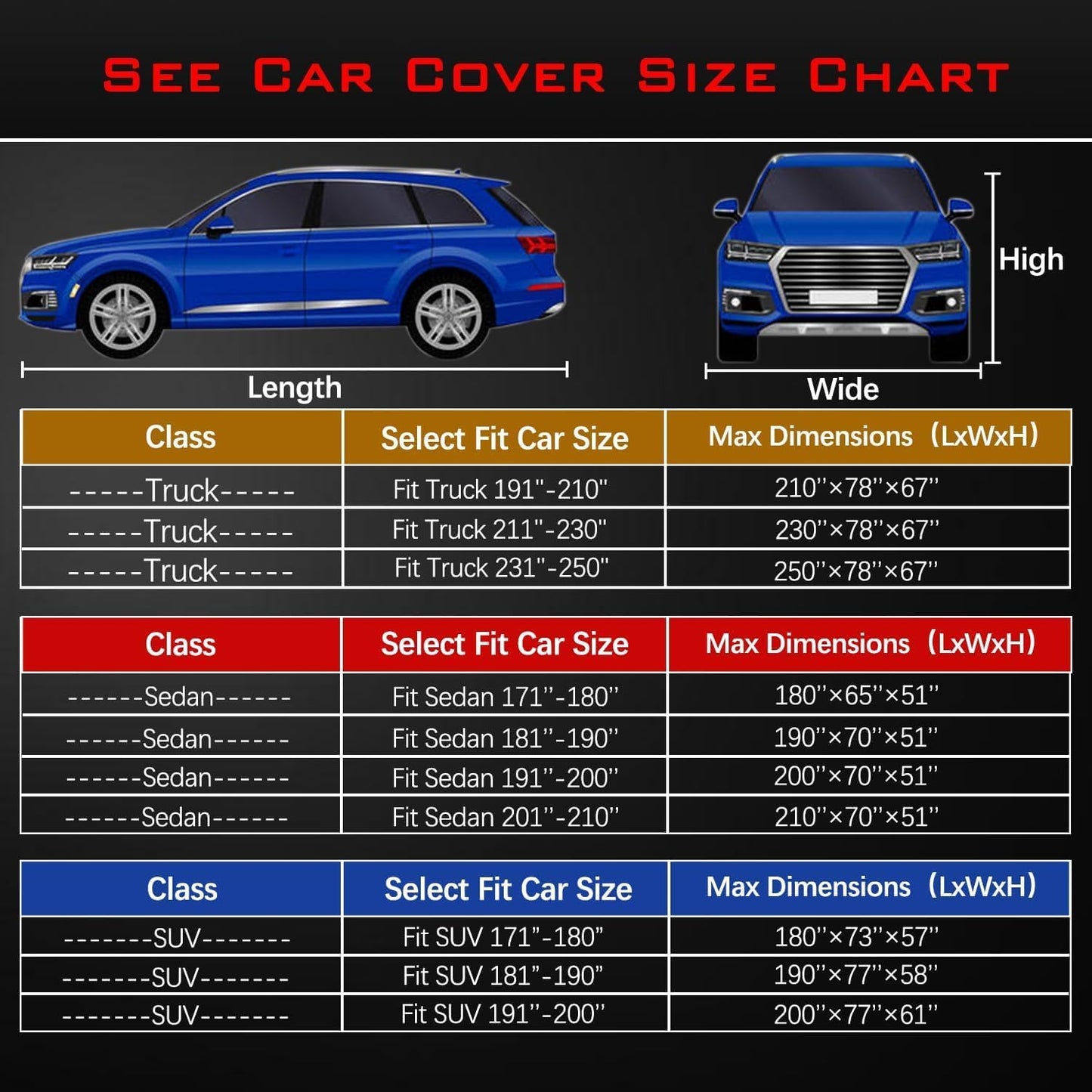 30 Layers Heavy Duty SUV Car Cover for Automobiles All Weather Waterproof, Outdoor Snowproof UV Protection Windproof, Door Zipper, Soft Cotton Universal Car Covers (Silver, Fit SUV 171"-180")