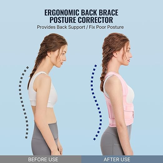 Fit Geno Back Brace Posture Corrector for Women: Shoulder Straightener Adjustable Full Back Support Upper and Lower Back Pain Relief - Scoliosis Hunchback Hump Thoracic Spine Corrector Large
