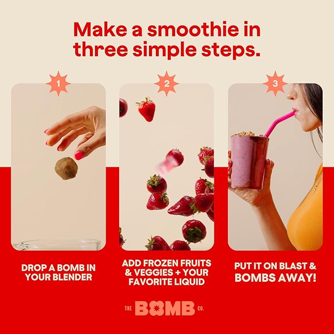 The Bomb Co. Blender Bomb, Peanut Butter Blast, Superfood Smoothie Mix with Chia Seeds, Hemp Seeds, Peanuts, & Amino Acids for Antioxidants, Gluten Free, High Fiber, 10 Servings