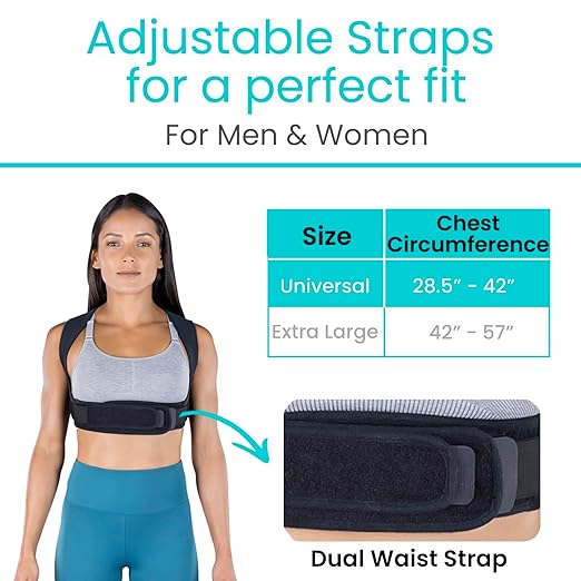 Vive Posture Corrector for Women & Men - Upper Back Brace for Kyphosis - Pain Relief for Neck & Shoulder - Adjustable Clavicle Support with Strap - Straightener for Rounded & Hunchback (Universal)