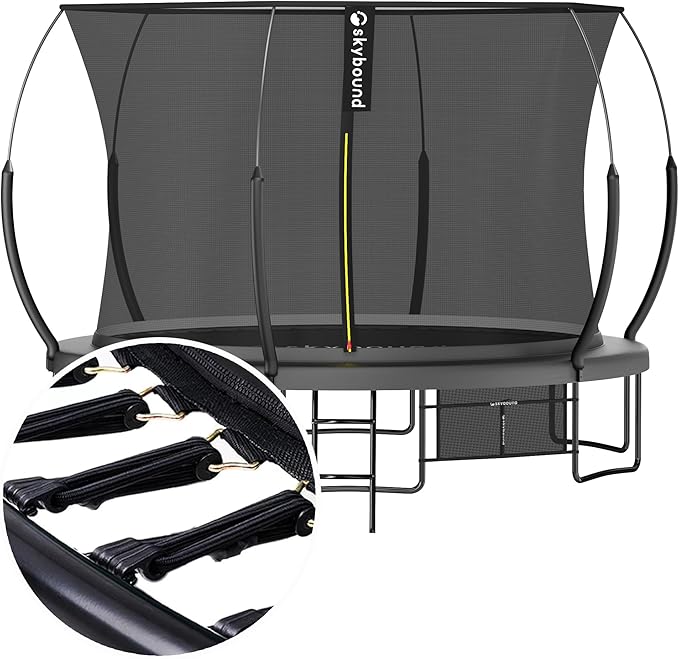SkyBound 14 FT 12 FT 10FT 8FT 6FT Springless Trampoline for Kids and Adults - Recreational Trampolines with AntiRust Coating - Bungee Cords Outdoor Trampoline for Kids - No-Gap Design Zipper System