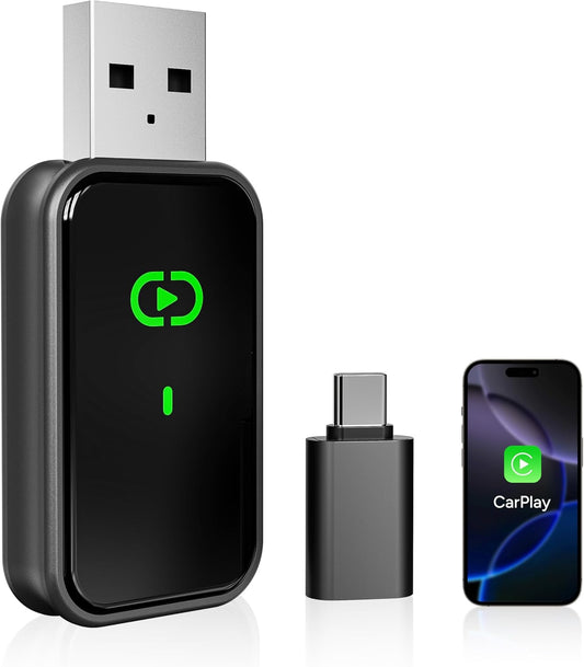Wireless CarPlay Adapter 2025 Mini Size Multi-User Dongle Seamless Car Bluetooth Carplay Adapter for iPhone and Vehicle USB & Type-C Plug and Play Car Play Wire to Wireless No Delay Auto Connect