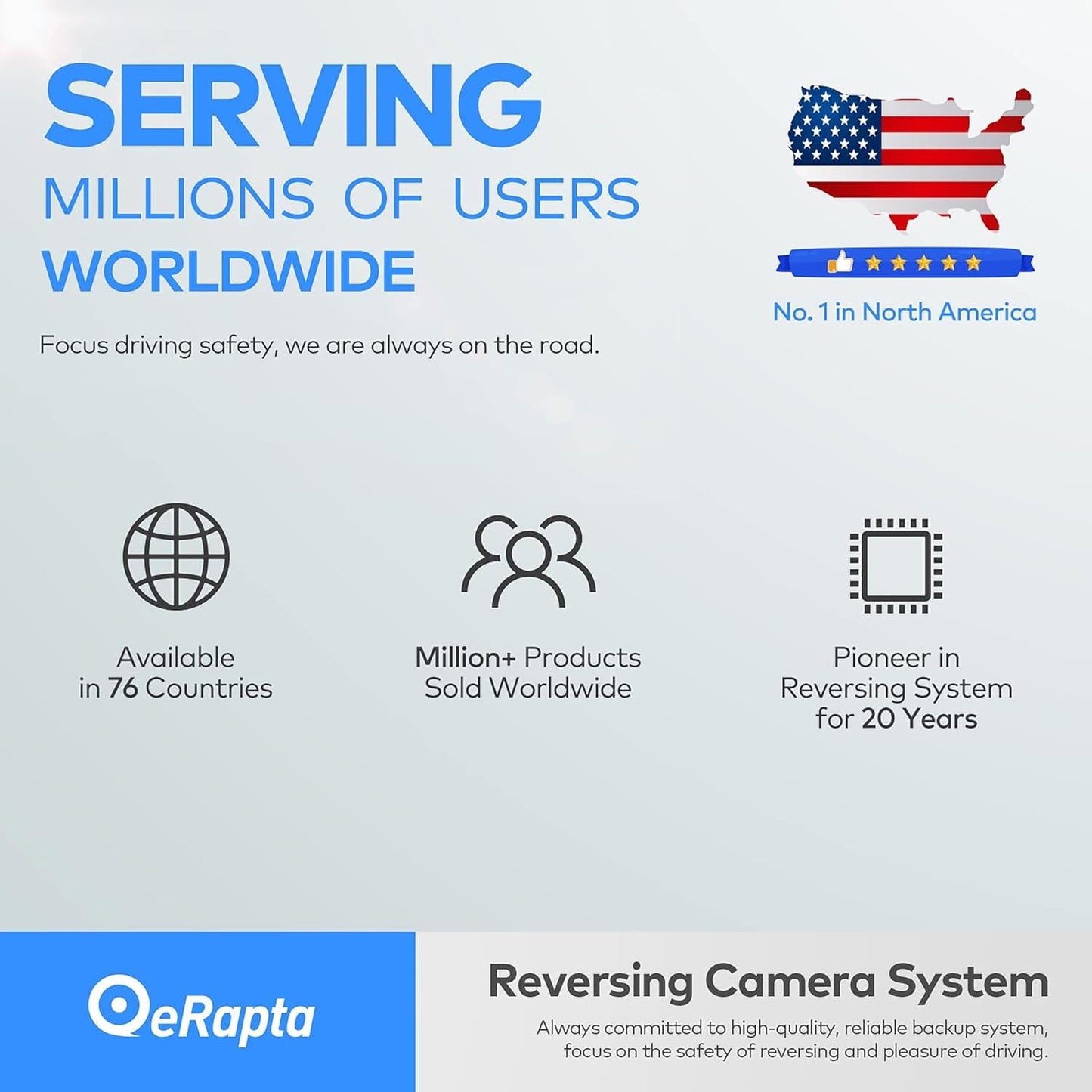 HD eRapta ERT02 Backup Camera Rear View License Plate Reverse Camera Universal for Pickup Truck Car SUV 149° Perfect Angle Night Vision IP69K Level Waterproof