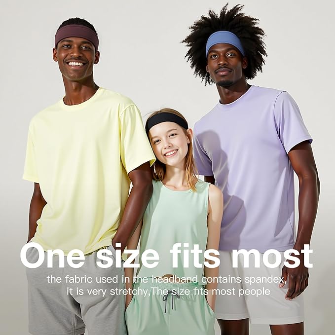 Braylin Men's Headband, 3-Pack Men's Sweatband, Sports Headband for Running, Cycling, Basketball, Fitness Workout, Unisex Headbands