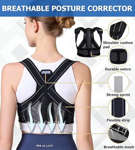 Posture Corrector for Men, and Women, Best suit for Slim body type, Comfortable Upper and Back Brace, Adjustable Back Straightener Support for Back, Shoulder and Neck, Breathable Back Brace, Spine Pain Relief (Medium)