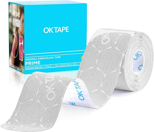 OK TAPE Synthetic Kinesiology Tape Precut Strips, Waterproof Kinesiology Athletic Tape for Muscle Support and Recovery, Reduce Muscle Discomfort K Tape, 2in×16.4ft Roll 20PCS | Gray
