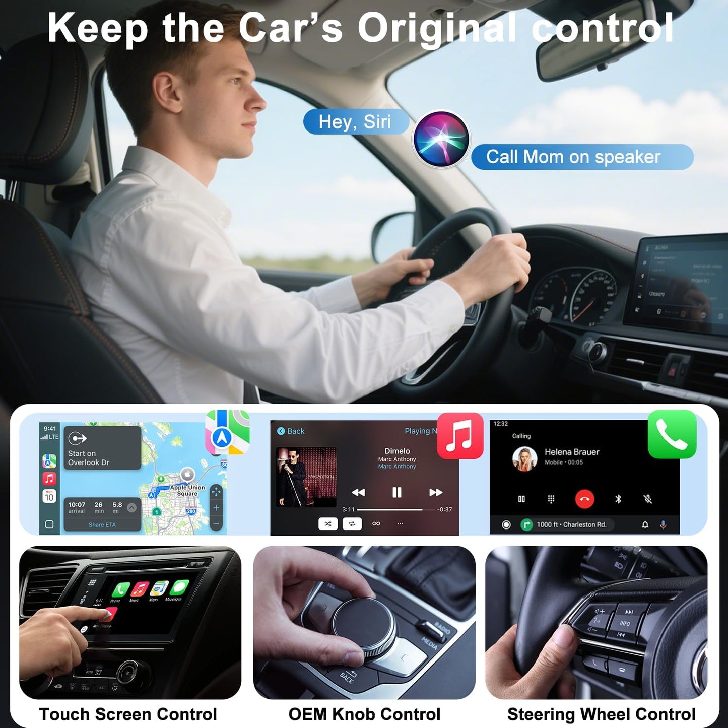Wireless CarPlay Adapter, CarPlay Wireless Adapter Supports Netflix, YouTube, and Tiktok Stream Media Play, for OEM Wired CarPlay to Wireless Dongle, Fits for Cars from 2016 & iOS 10+ Phone