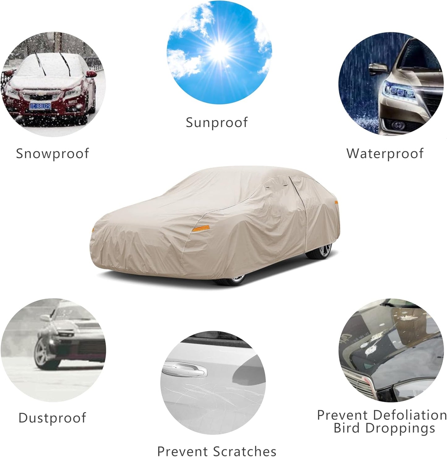 Heavy Duty Outdoor Car Cover Custom Fit for Jeep Wrangler 2 Door, Windproof All Weather Waterproof Sun Rain UV Dust Snow Protection Outdoor Car Covers