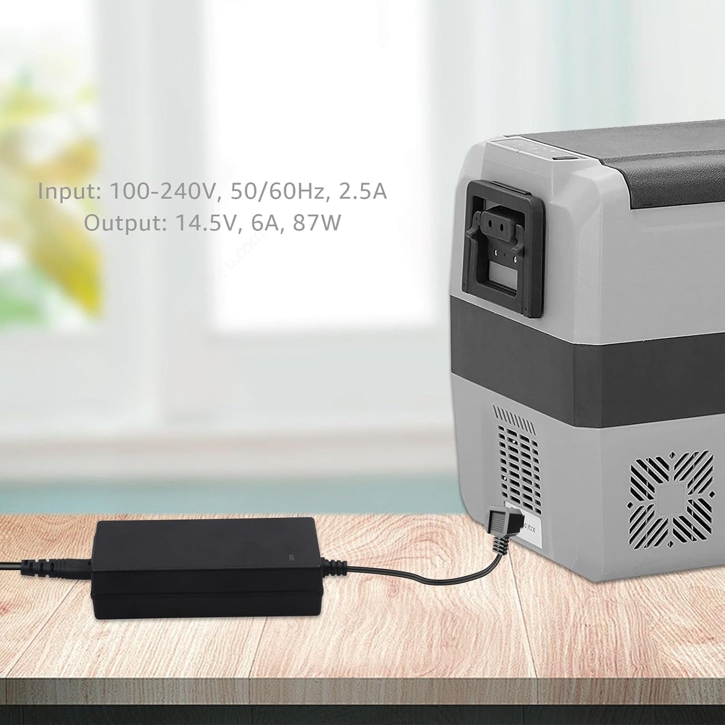Car Refrigerator Power Adapter.AC/DC AC Power Cord Suitable for 12V Car Refrigerators, 12V Refrigerators, and Portable Car Refrigerators.