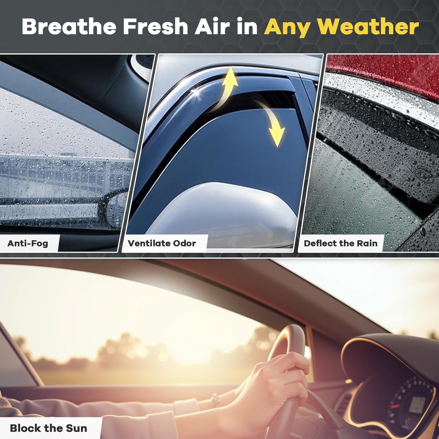 4 PCS in-Channel Window Rain Guards for 2023 2024 2025 Honda CRV (CR-V), Sturdy Window Deflectors, Smoke Tinted Vent Window Visors, Vent Deflector Sun Visor Shade Shield