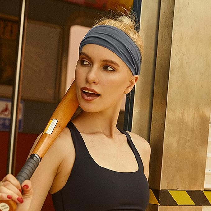 DRESHOW Yoga Sports Headbands for Women Elastic Non-Slip Headbands Workout Running Hair Bands 6 Pack