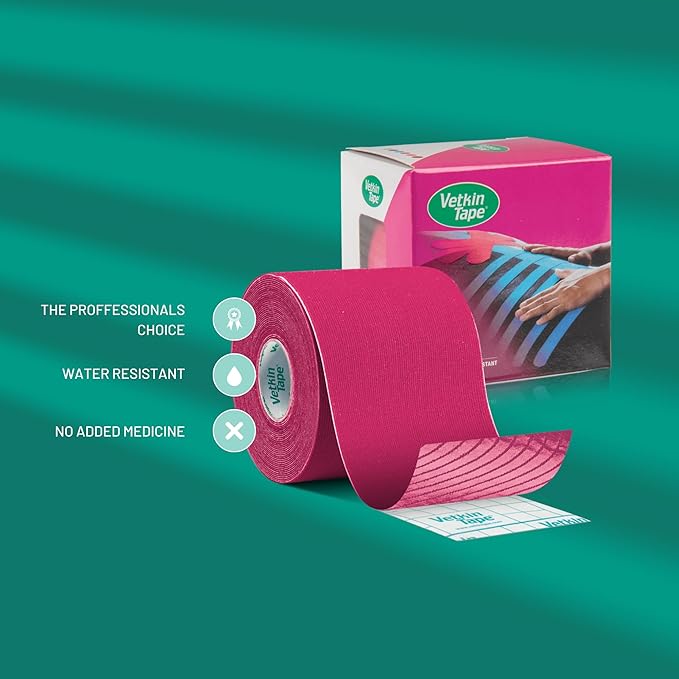 VETKIN VetkinTape Canine & Equine Kinesiology Tape | Veterinary Medical Tape | Vet Wrap for Joint Support & Pet Care | Self Adhesive Bandage Wrap | Pink | 2.4in | (Pack of 1)