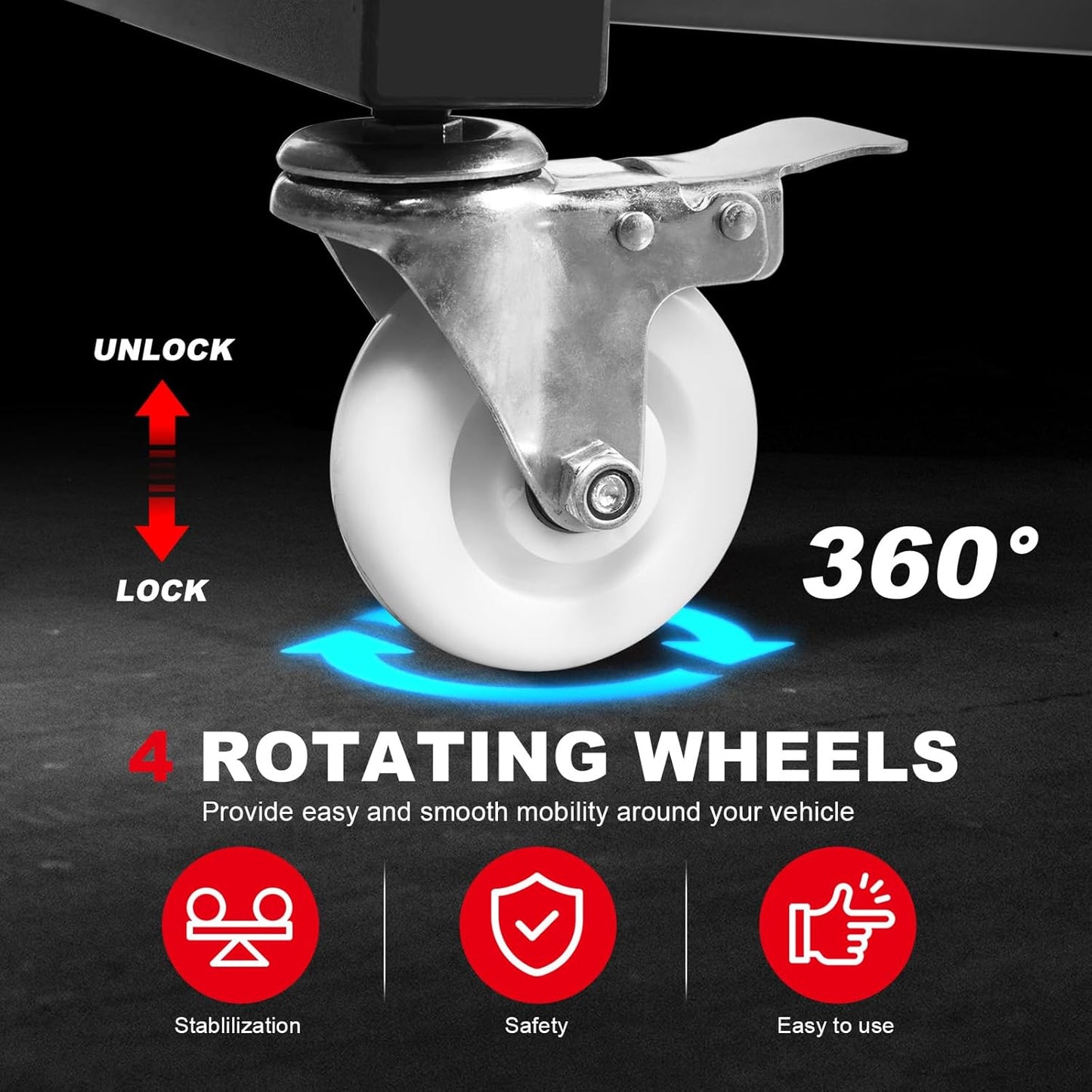 Topside Creeper for Trucks, 48"-64" Engine Creeper, 400 LBS Capacity High Top Creeper, 4 Swivel Caster Wheels,Heavy Duty Foldable Creeper for Home Garage,Auto Repair and Maintaince