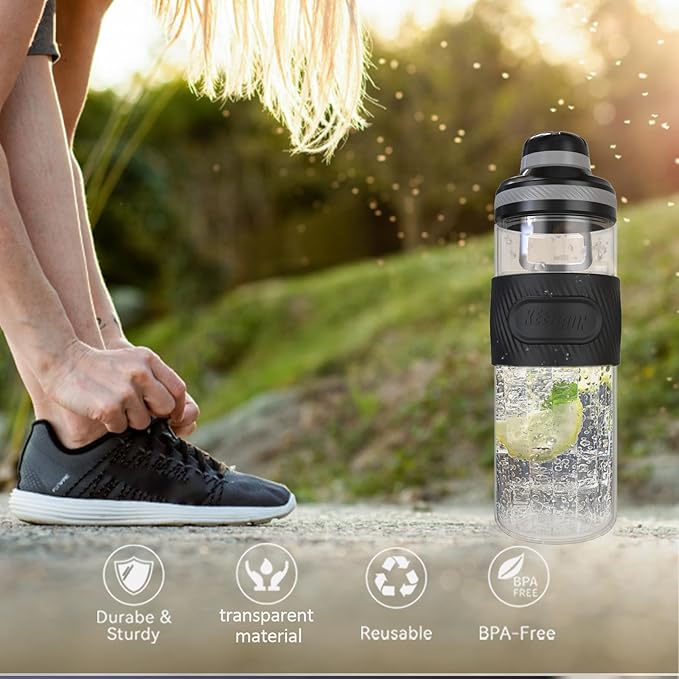 Shaker Bottle for Protein Mixes-protein shaker bottle- for super creamy fitness protein shakes,shaker cups for protein shakes 650ml/23oz - Durable, leak-proof(Black)