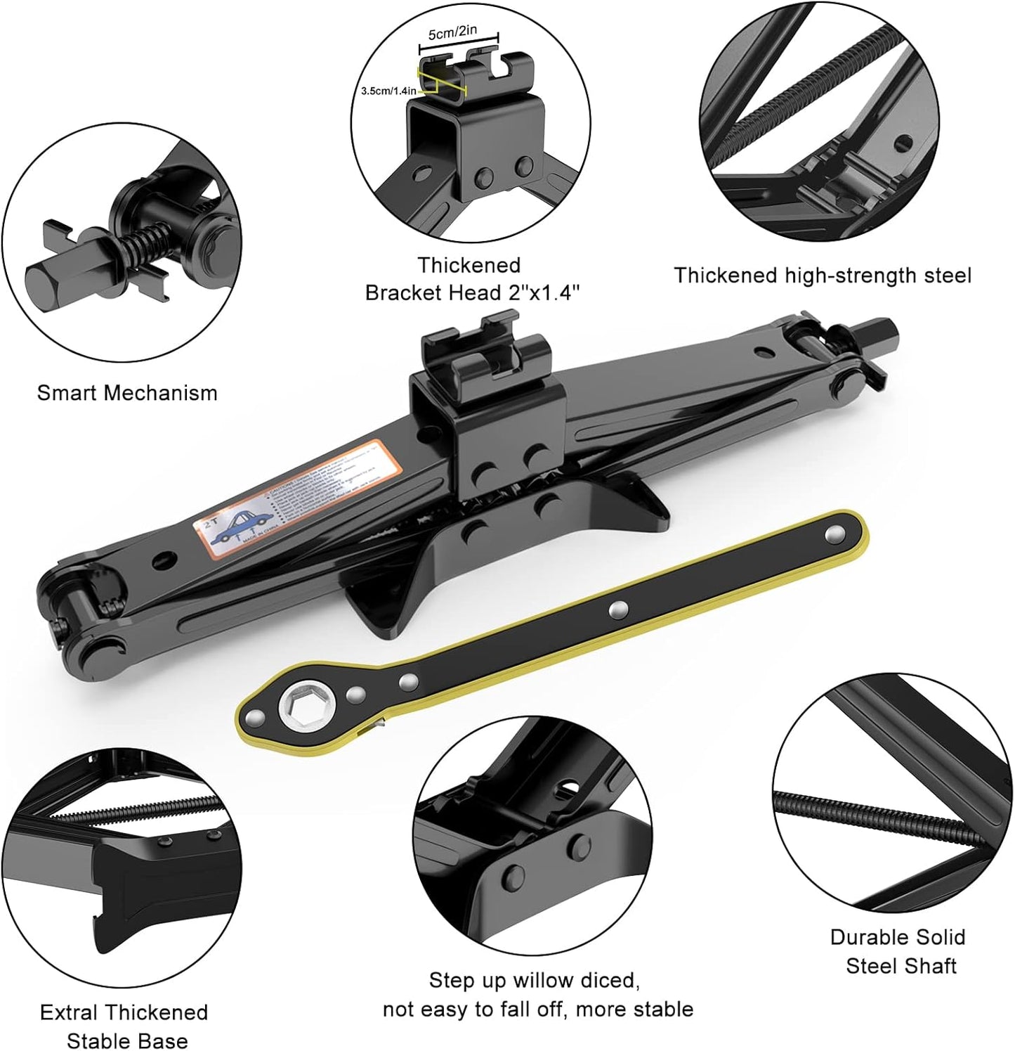 IMAYCC Car Jack Kit, Scissor Jack for Car 2 Ton (4409 lbs) Tire Jack Repair Kit,Spare Tire Changing Kit with Lug Wrench,Emergency Kit for Vehicle/Auto/SUV/MPV