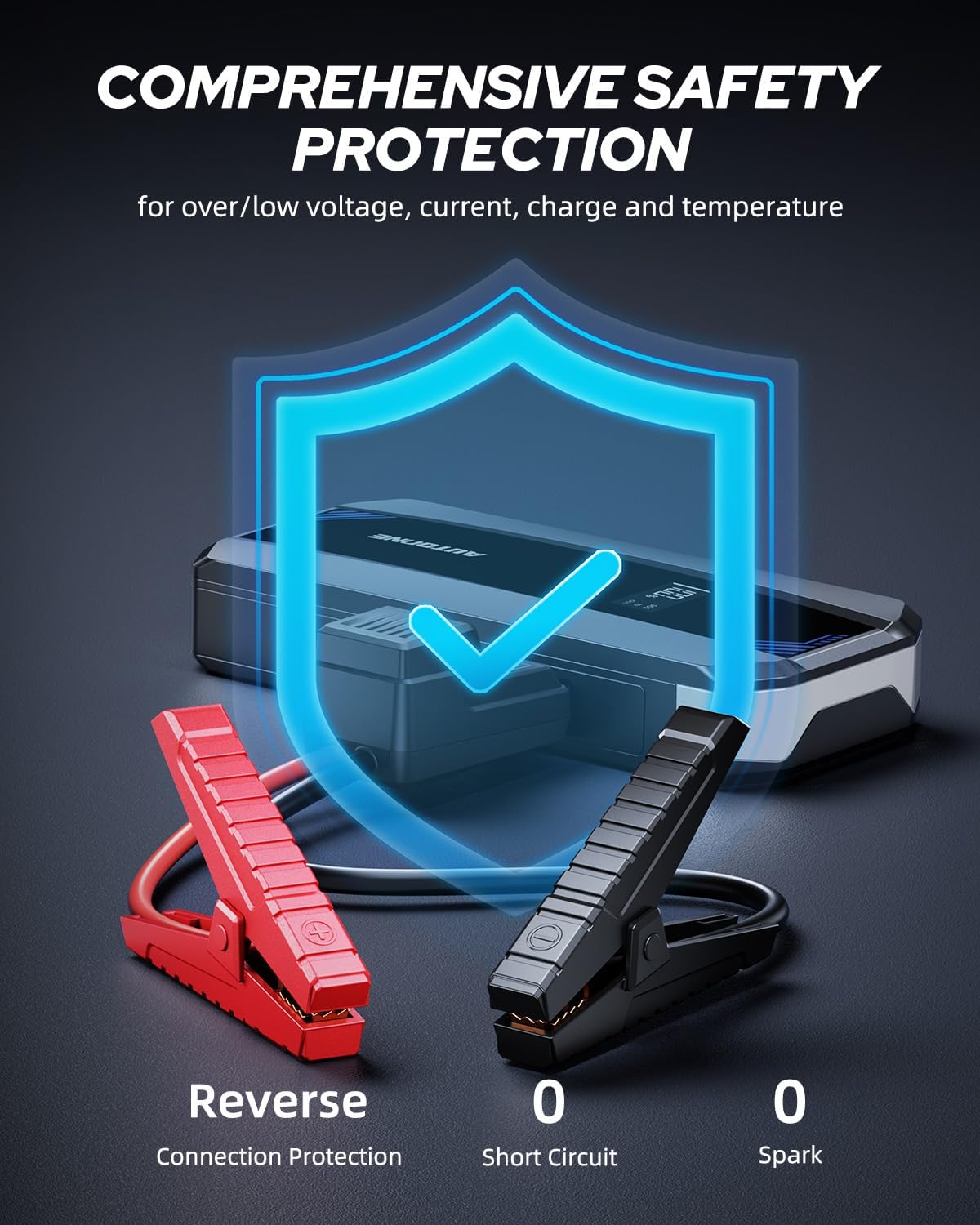 AUTOONE Car Jump Starter 5800A Battery Booster, Portable Battery Pack for All Gas 10L Diesel, 12V Jump Box with Smart Jumper Cable for Car Battery, Vehicle Lithium Starter, LCD Display, w/LED Light