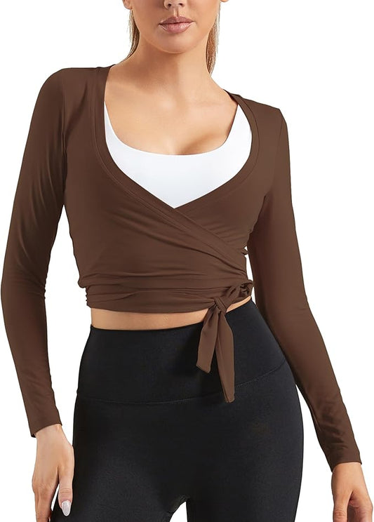 Women Tie Front Shrug Long Sleeve Bolero Cardigan Lightweight Casual Tops