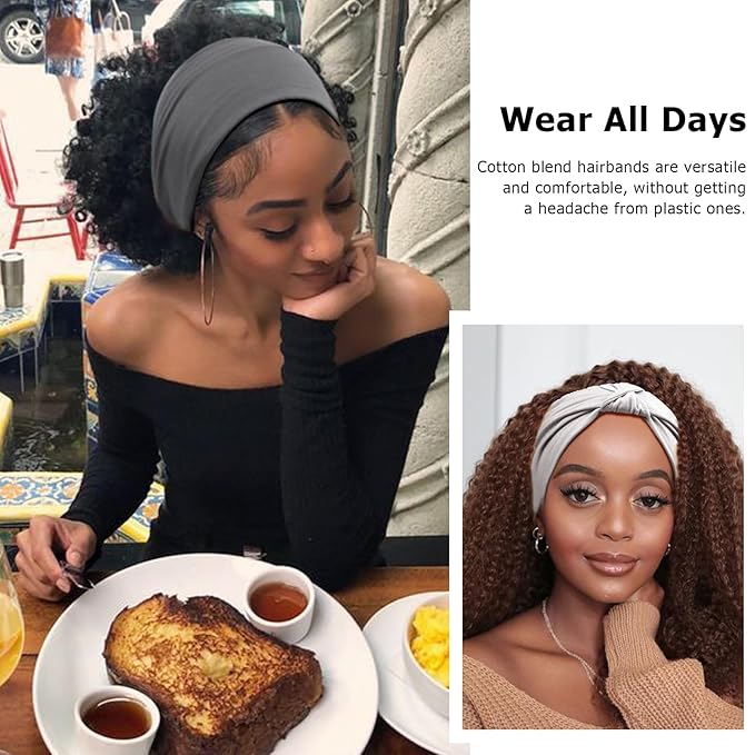 DRESHOW 4 Pack Turban Headbands for Women Wide Vintage Head Wraps Knotted Cute Hair Band Accessories