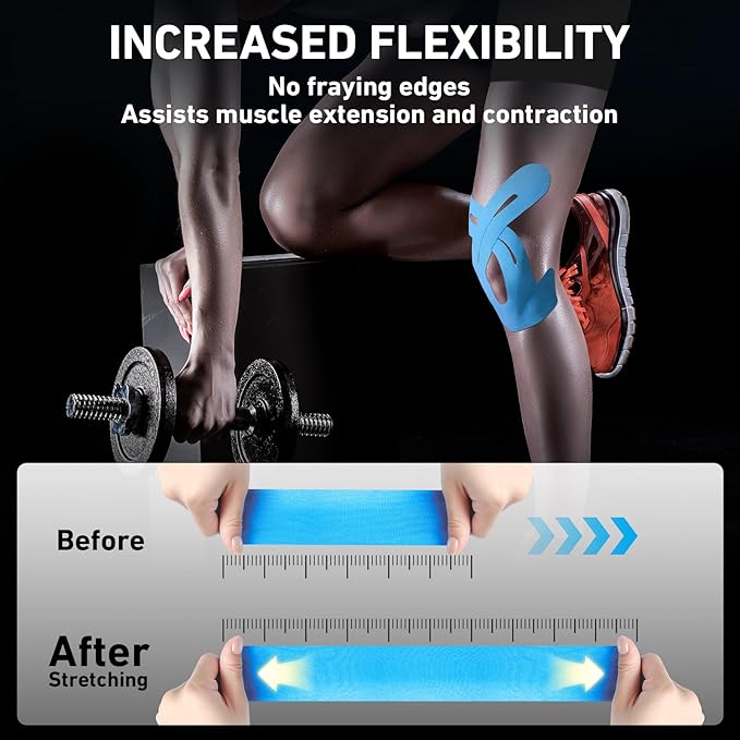Kinesiology Tape for Knees Pre Cut, 12 PCS Upgrade KTQUICK Knee Tape For Knee Pain Relief Pre Cut, Original Cotton Knee Tape, Flexible & Durable Sports Tape for Support & Comfort During Workouts, Blue