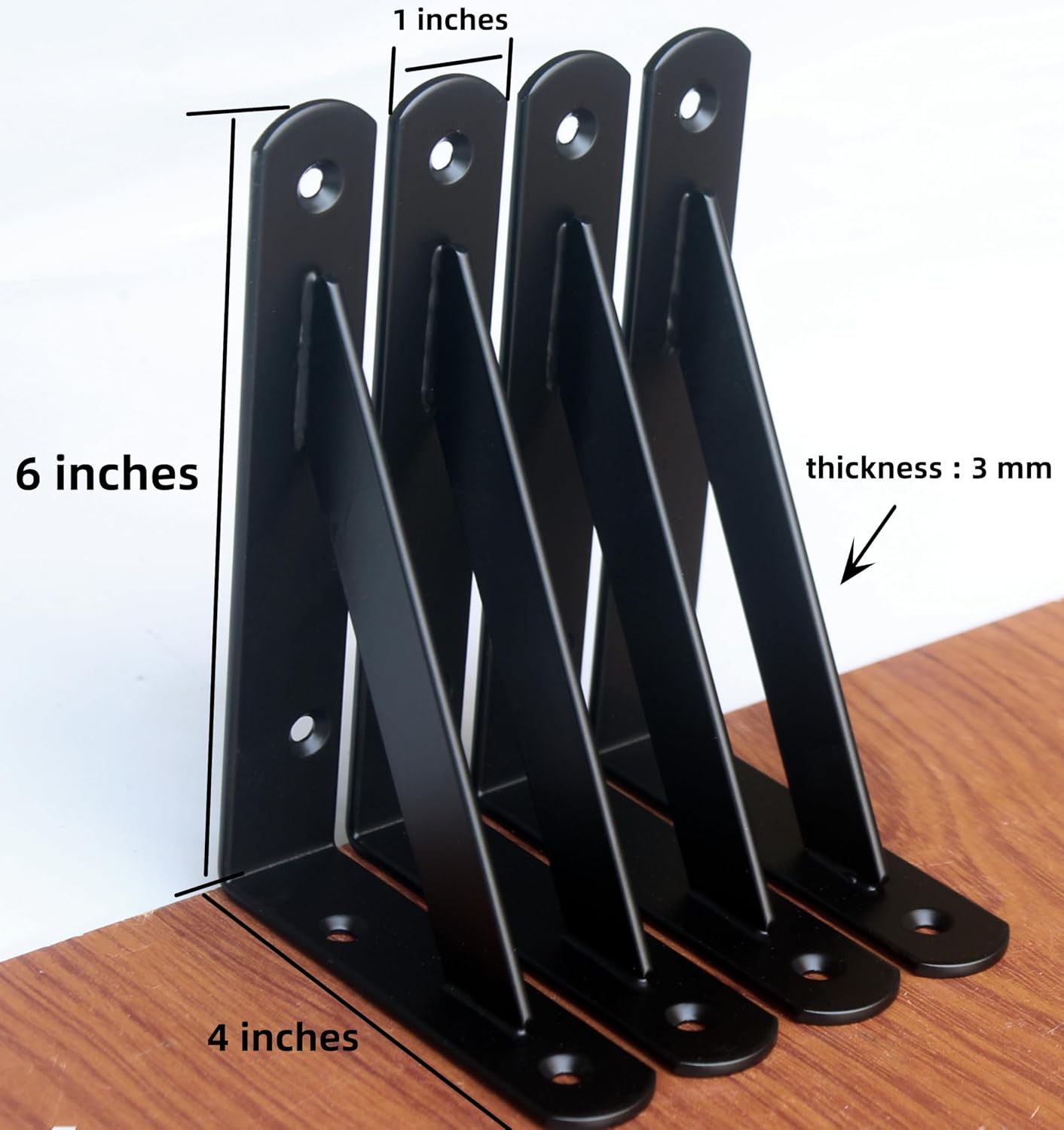 16 Pack L6 x H 4" Black Heavy Duty Shelf Brackets with Screws Metal Shelf Brackets Shelf Support Angle Brackets for Shelves L Brackets Heavy Duty Floating Shelf