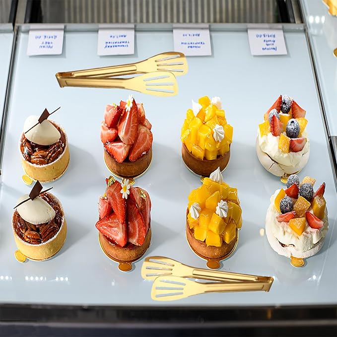 6 Pack Serving Tongs Kitchen Tong, 7 Inch Gold Buffet Tongs, Stainless Steel Food Tong Small Tong, Serving Tong for Buffet, Party, Salad, Appetizers