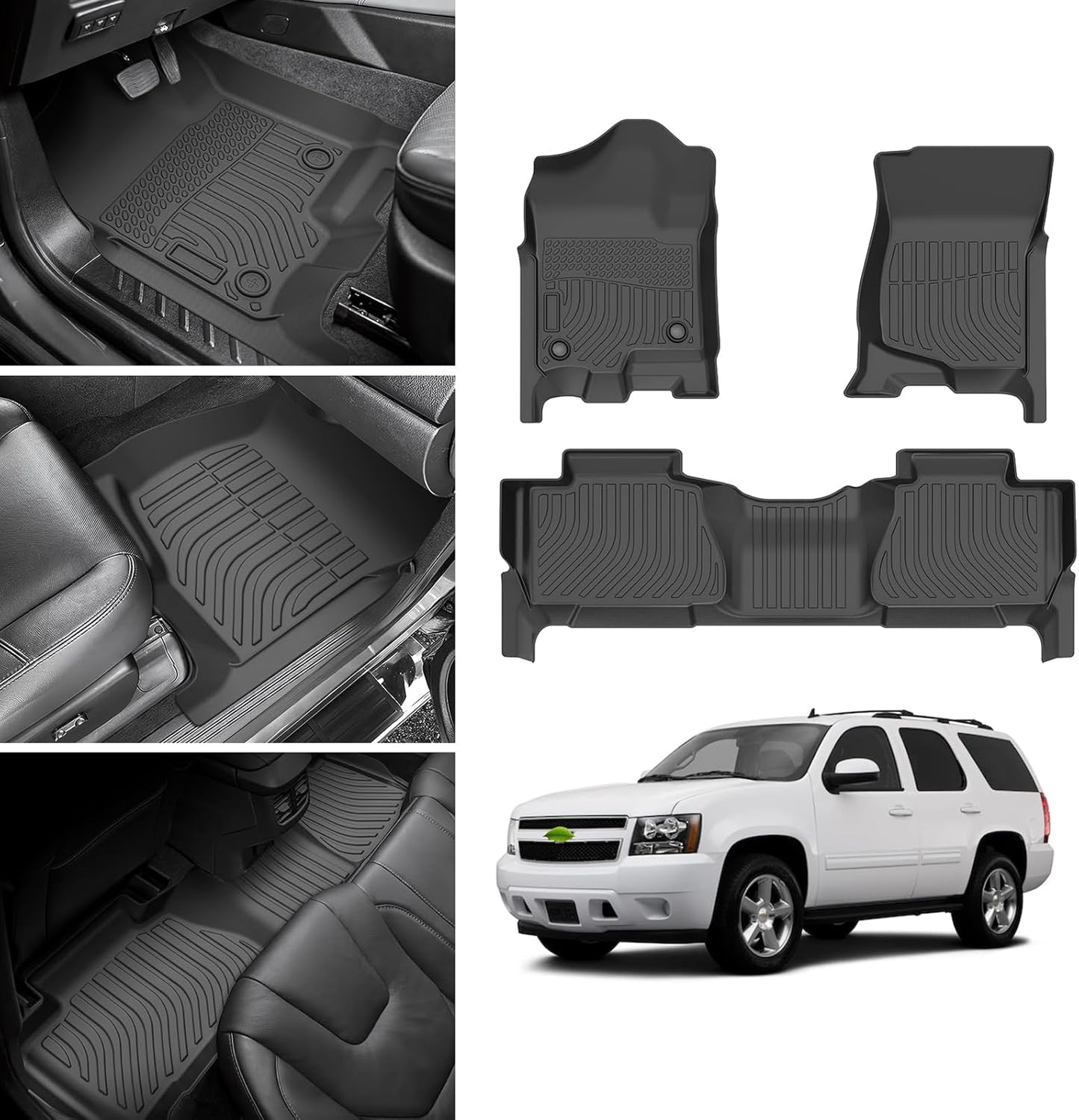 Cartist Floor Mats for Chevy Tahoe & GMC Yukon 2007-2014 (Not for Yukon XL) All Weather Floor Mat for Tahoe Accessories Heavy Duty TPE Waterproof Carpet Protection
