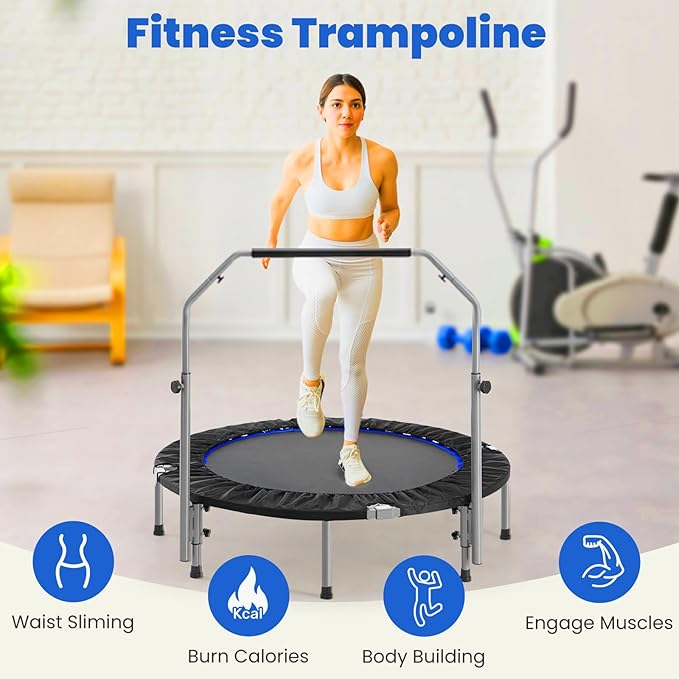 Trampoline, Portable Fitnes Foldable Trampoline in-Home Mini Rebounder, Exercise Trampoline for Kid/Adults, 40" Max Load 330lbs