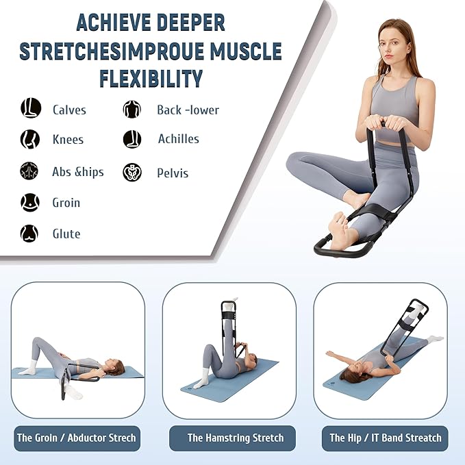 Hamstring Stretcher for Knee Extension & Pain Relief, Adjustable Low Back, Calf, Leg & Hip Stretching Device for Flexibility, ACL Surgery Recovery Physical Therapy Equipment - Upgraded 2025