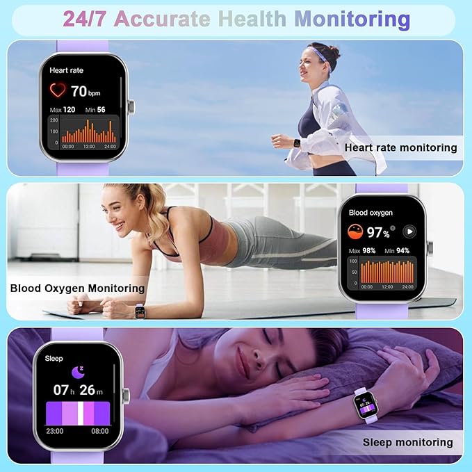 Smart Watch (Answer/Make Call), 1.96" HD Smartwatch for Women, 2025 Fitness Watch with 112+ Sport Mode/Pedometer/Calories/Sleep/Heart Rate Monitor, IP68 Waterproof Fitness Tracker for Android/iOS