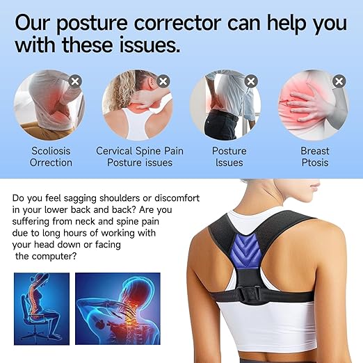 Posture Corrector for Men and Women, Adjustable Shoulder Brace, Invisible Back Support Brace Shoulder Straightener for Neck Shoulder & Upper Back Pain Relief, Large
