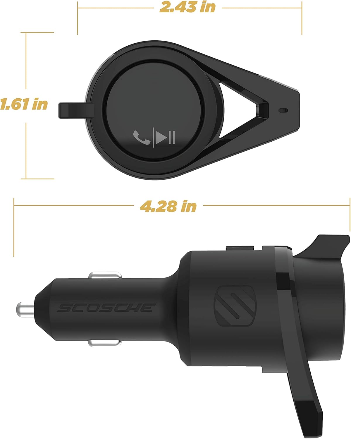 Scosche BTFMPD3SR-SP1 Universal Bluetooth Hands-Free Car Kit with Digital FM Transmitter and 20-Watt USB-C PD + 12W Type-A Charging Ports