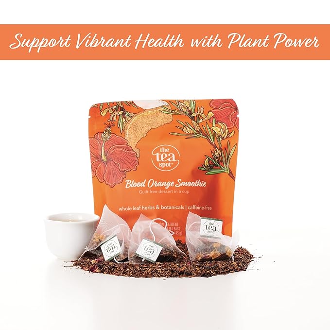 The Tea Spot Blood Orange Smoothie Herbal Tea | Blend of Rooibos Tea, Orange Peel, Hibiscus, Rosehips, Rose Petals, Safflowers, Natural Orange and Vanilla Flavors | Caffeine-Free 15 Tea Bags