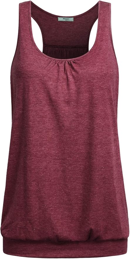Miusey Womens Sleeveless Round Neck Loose Fit Racerback Yoga Tank Top