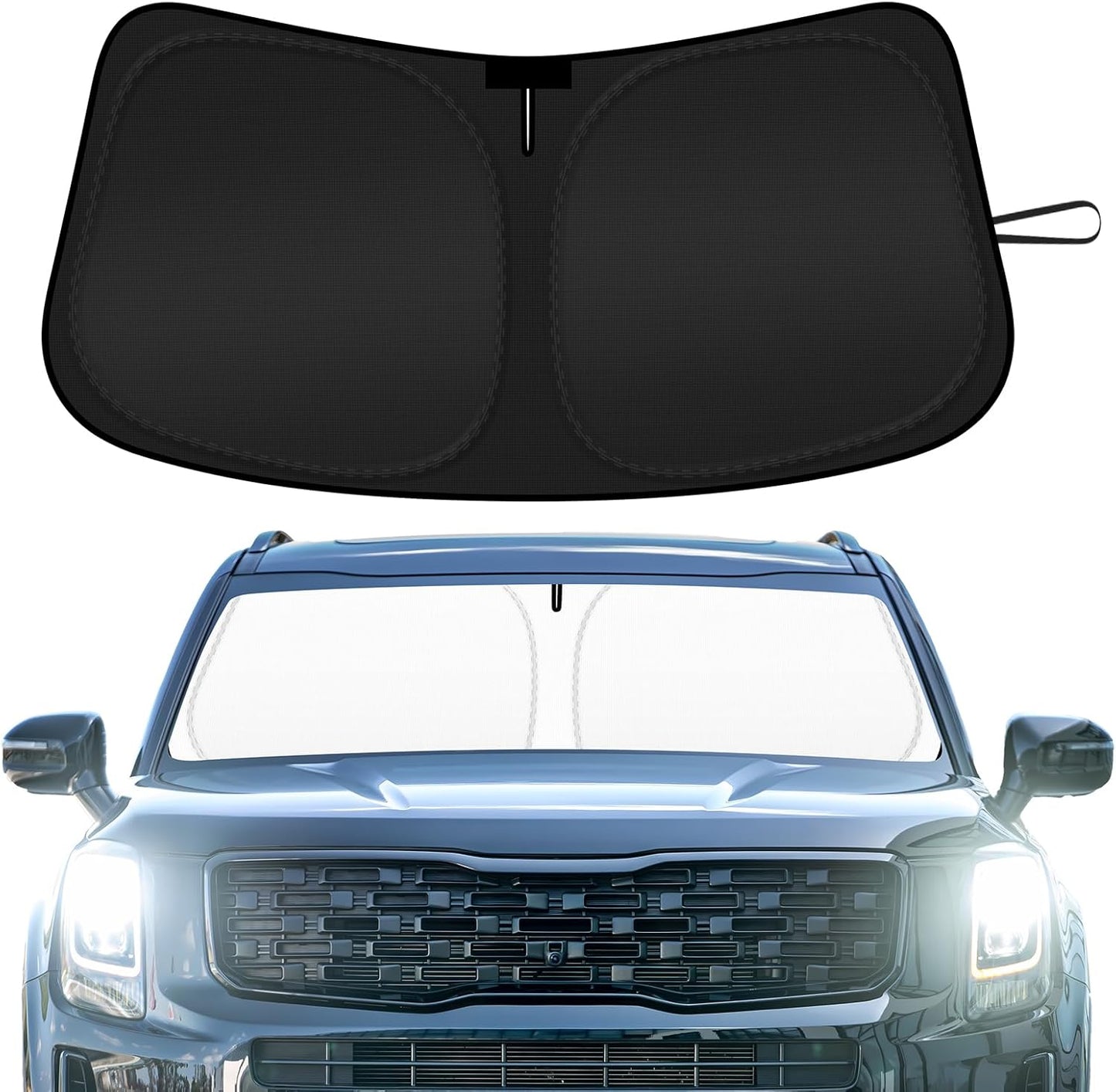 Car Windshield Sun Shade Compatible with 2020 2021 2022 2023 2024 2025 Kia Telluride Accessories Foldable Front Window Sunshade Custom Windshield Cover Sun Visor
