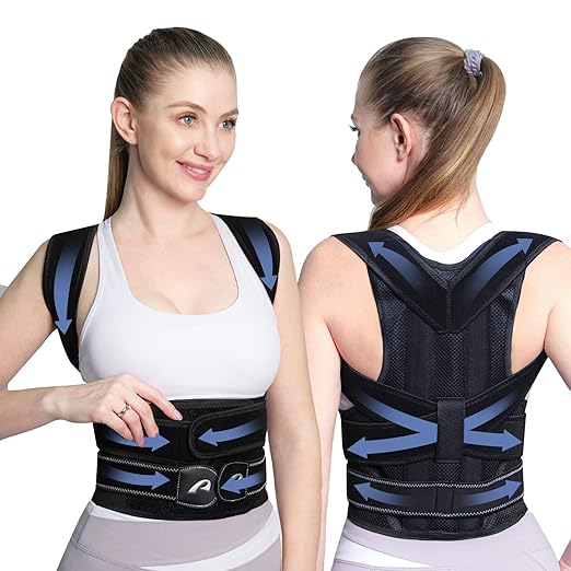 Posture Corrector Back Brace for Women and Men Adjustable Full Back Support Shoulder Straightener Braces, Upper & Lower Back Pain Relief - Scoliosis/Hunchback/Hump/Thoracic/Spine Corrector (Black, Large)