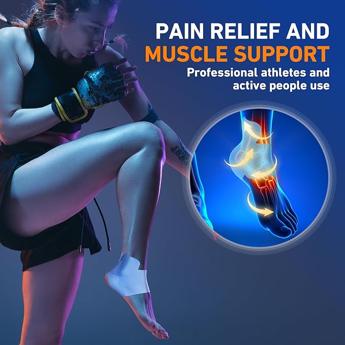 Kinesiology Tape for Ankle, KTQUICK 12 Count Ankle Tape Precut, Original Cotton Waterproof & Breathable, Enhance Elastic Kinesiology Athletic Tape for Ankle Support and Muscle to More Sports