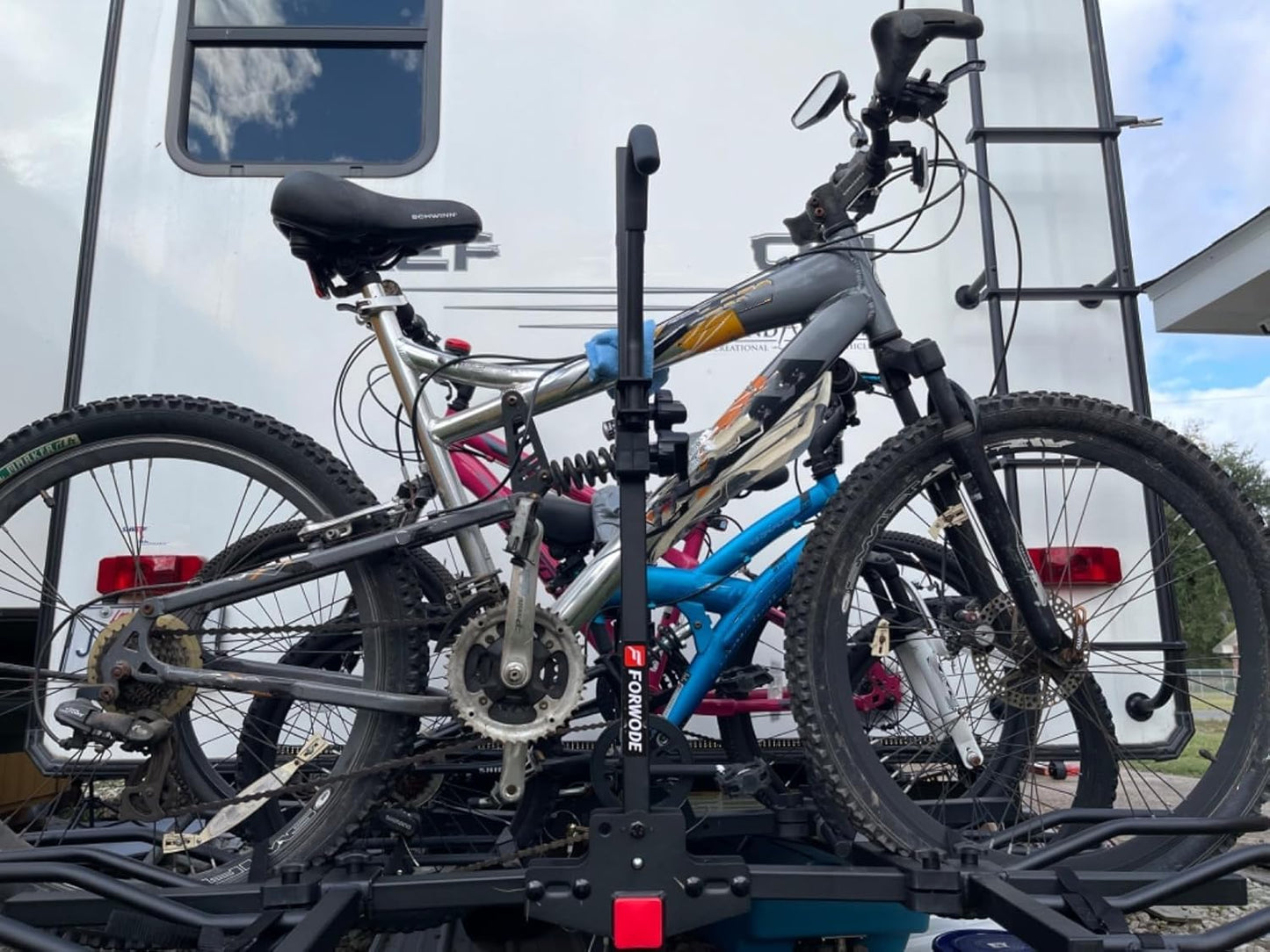 FORWODE Hitch Mount Bike Rack Fits 2 X 80 lbs Bicycle, Platform Bike Rack for Car SUV Truck, 2 Inch Receiver, Foldable Wobble Free, Locking Hitch,Fat and Standard