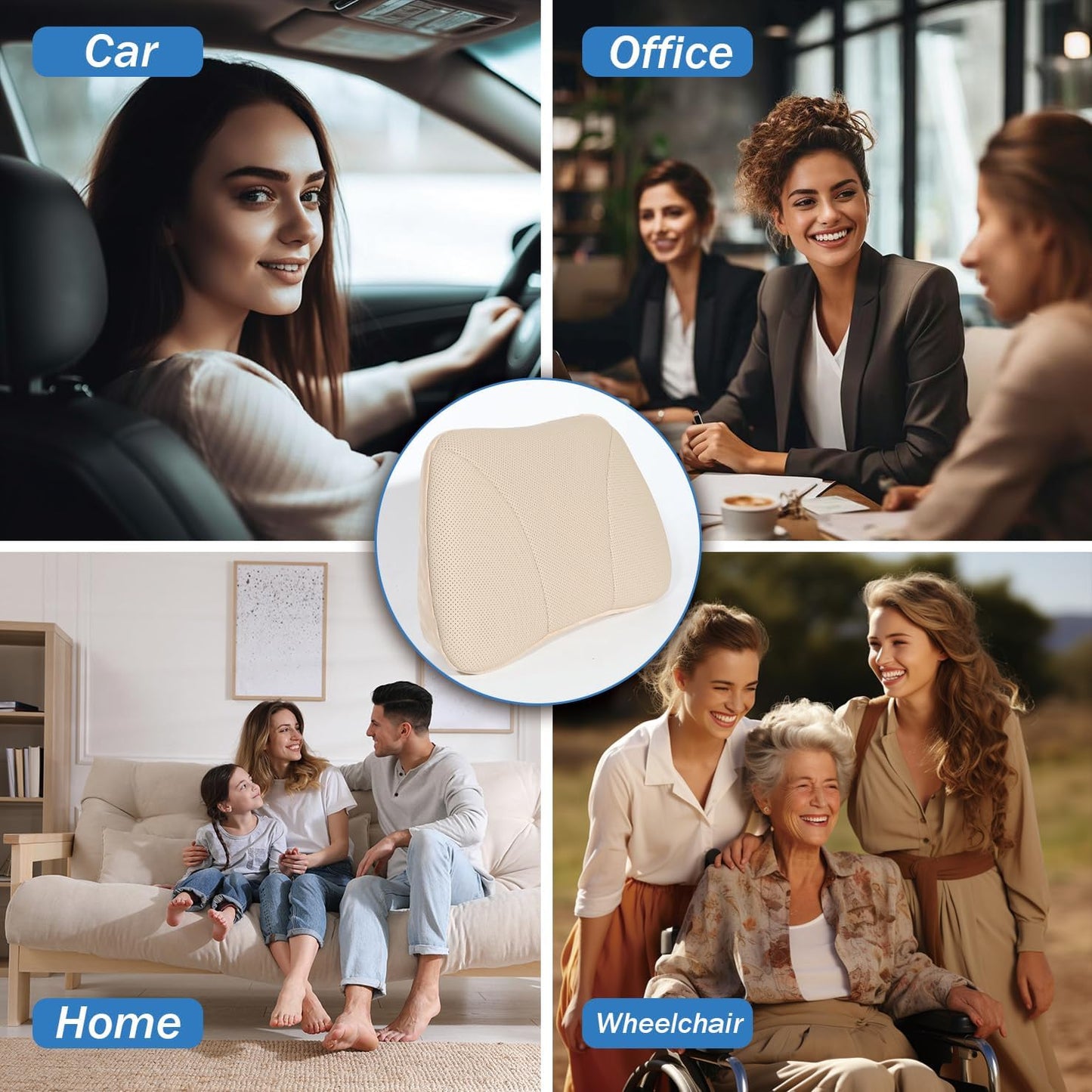 1P Lumbar Support Pillow,15.5x8.7 Memory Foam,Superfiber Suede,Drive car Back Pillows,seat,Office,Rest,Improve Posture(Wine)